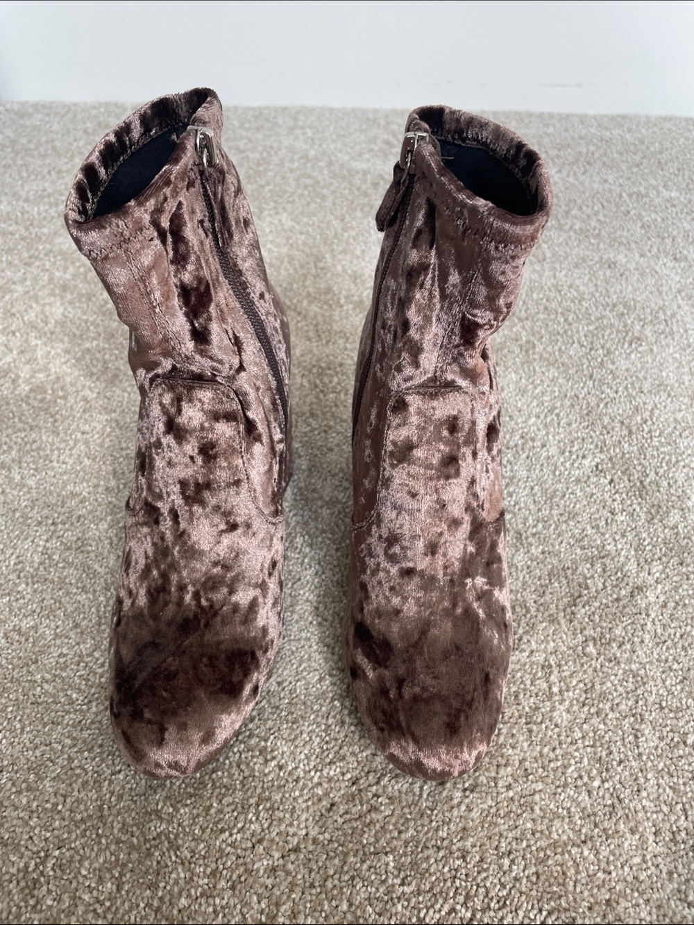 Steve Madden Brown Velvet Ankle Booties